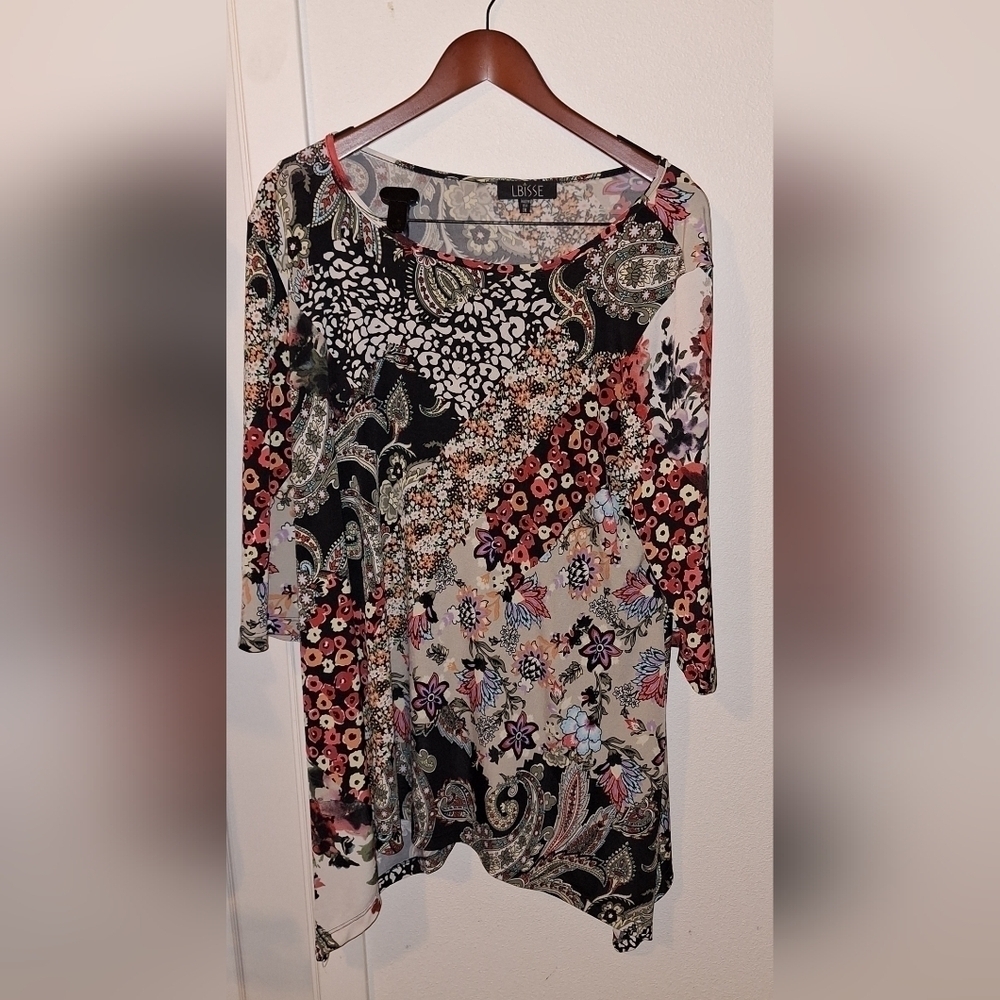 Lbisse Floral Patchwork Tunic Size 1X
